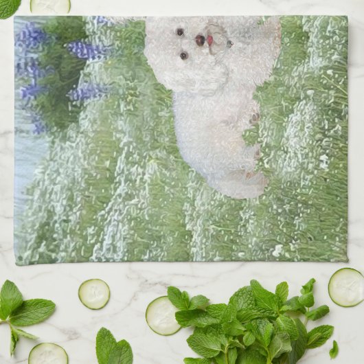 Linge De Cuisine Bichon Frise Bluebonnets (Plié)