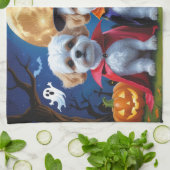 Linge De Cuisine Bichon Frise Chiens Citrouille Halloween Funny (Plié)