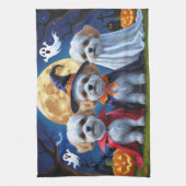 Linge De Cuisine Bichon Frise Chiens Citrouille Halloween Funny (Vertical)