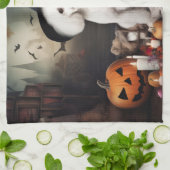 Linge De Cuisine Bichon Frise Citrouilles Halloween effrayant (Plié)