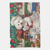 Linge De Cuisine Bichon Frise Gîtes : Festif Noël (Vertical)