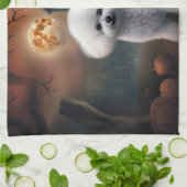 Linge De Cuisine Bichon Frise Halloween effroi (Plié)