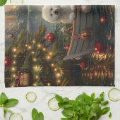 Linge De Cuisine Bichon Frise Noël Festive Voyage (Plié)