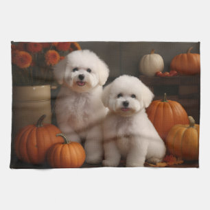 Linge De Cuisine Bichon Frise Puppy Automne Citrouille délice