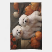 Linge De Cuisine Bichon Frise Puppy Automne Citrouille délice (Vertical)