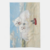 Linge De Cuisine Bichons à la Plage (Vertical)