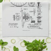 Linge De Cuisine Bicyclette antique 1887 Penny Farthing Brevet (Plié)