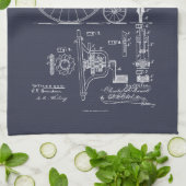 Linge De Cuisine Bicyclette antique 1887 Penny Farthing Brevet (Plié)