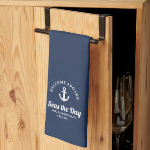 Linge De Cuisine Bienvenue à bord du Nautical Boat Name