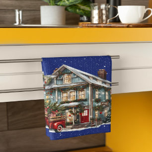 Linge De Cuisine Bienvenue à notre Camion Rouge Noël de Farmhouse