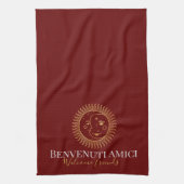 Linge De Cuisine Bienvenue Amis Anglais / Italien (Vertical)