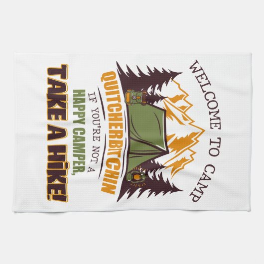 Linge De Cuisine Bienvenue Au Camp Quitcherbitchin Happy Camper (Horizontal)