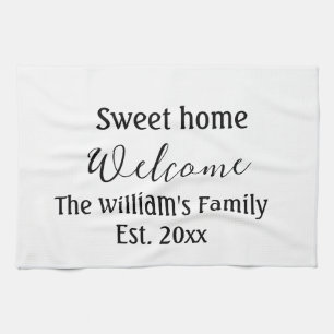 Linge De Cuisine Bienvenue douce maison ajouter nom de famille anné