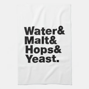 Linge De Cuisine Bière = Eau & Malt & Hops & Yeast.