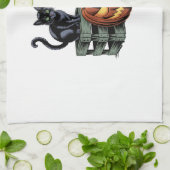 Linge De Cuisine Bièrre de chat de citrouille Halloween (Plié)