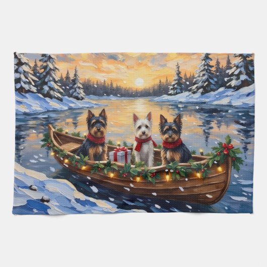Linge De Cuisine Biewer Terrier Christmas Boat Holiday (Horizontal)
