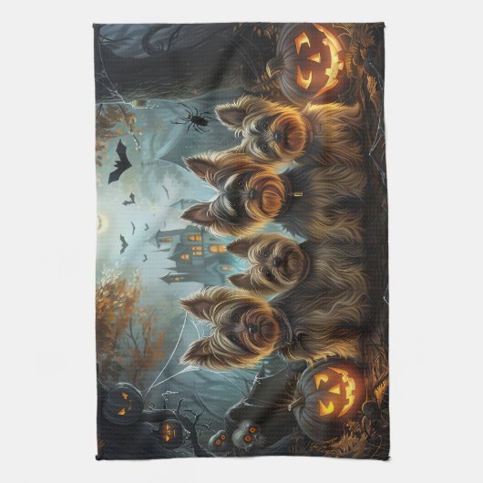 Linge De Cuisine Biewer Terrier Halloween Night Doggy Délice (Vertical)