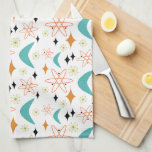 Linge De Cuisine Big Bang Boomerang Orange Aqua Blue Mid Century<br><div class="desc">Cette fabuleuse serviette de cuisine motif du milieu du siècle présente des boomerangs,  des feux d'artifice,  de grandes bangs et des diamants en orange,  bleu turquoise,  vert olive et noir. Idée de cuisine très funky !</div>