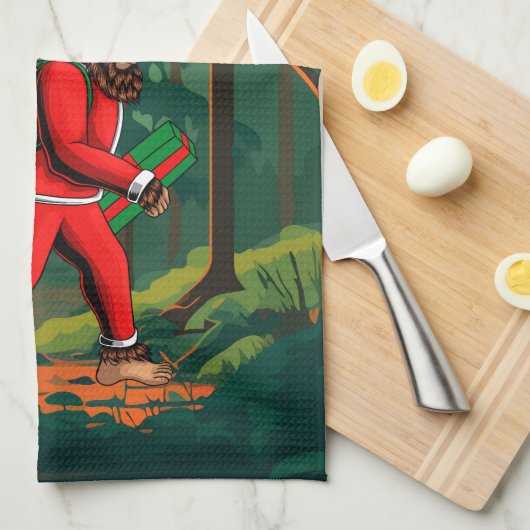 Linge De Cuisine Bigfoot Santa Claus sac de cadeaux (Quart Plié)