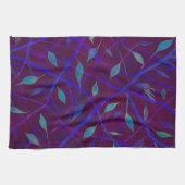 Linge De Cuisine Bijou de Bourgogne foncé Monogramme de feuillage (Horizontal)