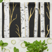 Linge De Cuisine Birch Tree Forêt moderne Nature (Plié)