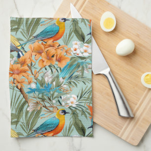 Linge De Cuisine Birds Chinoiserie Mint Orange