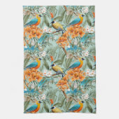 Linge De Cuisine Birds Chinoiserie Mint Orange (Vertical)