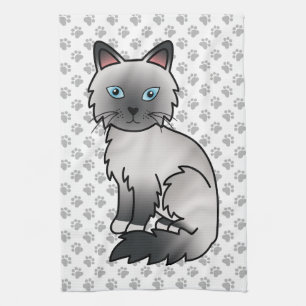 Linge De Cuisine Birman / Ragdoll Point Bleu Chat & Pattes Mignon