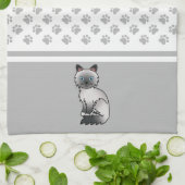 Linge De Cuisine Birman / Ragdoll Point Bleu Chat & Pattes Mignon (Plié)