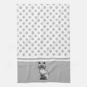 Linge De Cuisine Birman / Ragdoll Tabby bleu point Patte Chaton & P