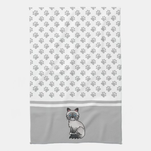 Linge De Cuisine Birman / Ragdoll Tabby bleu point Patte Chaton & P (Vertical)