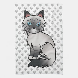 Linge De Cuisine Birman / Ragdoll tigré au point bleu Chat & Pattes