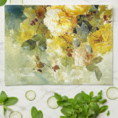 Linge De Cuisine Bischoff - Roses (jaune) (Plié)