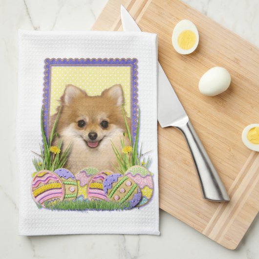 Linge De Cuisine Biscuits d'oeuf de pâques - Pomeranian (Quart Plié)