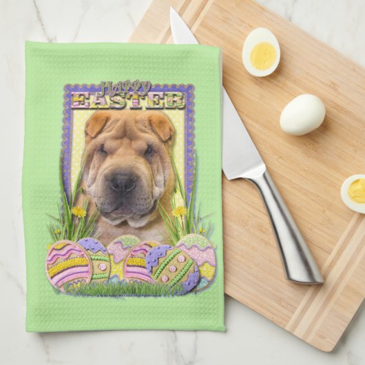 Linge De Cuisine Biscuits d'oeuf de pâques - Shar Pei (Quart Plié)