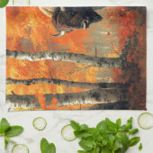 Linge De Cuisine Bison dans l'artisanat boisé d'automne (Plié)