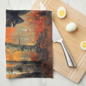 Linge De Cuisine Bison dans l'artisanat boisé d'automne (Quart Plié)