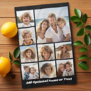 Linge De Cuisine Black 9 Photo Carré Collage - avec script blanc