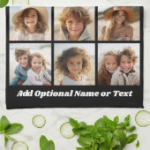 Linge De Cuisine Black 9 Photo Carré Collage - avec script blanc (Plié)