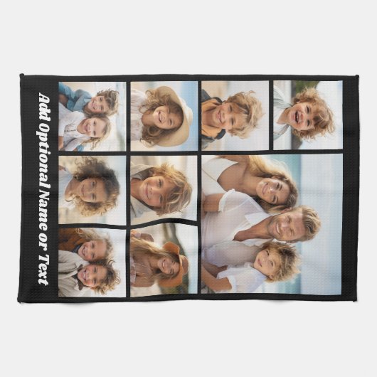 Linge De Cuisine Black 9 Photo Carré Collage - avec script blanc (Horizontal)