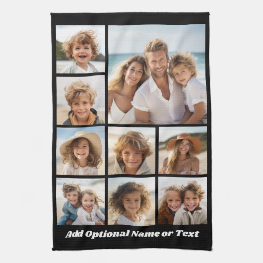 Linge De Cuisine Black 9 Photo Carré Collage - avec script blanc (Vertical)