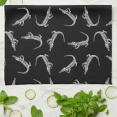 Linge De Cuisine Black Alligators Imprimer Motif Animal Art Design (Plié)