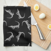 Linge De Cuisine Black Alligators Imprimer Motif Animal Art Design (Quart Plié)