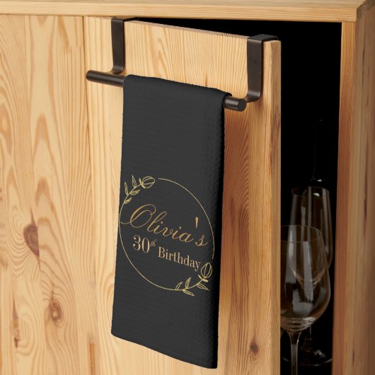 Linge De Cuisine Black and Gold Personalized (Pliage en tiers)