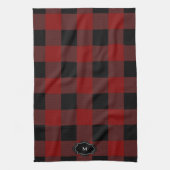 Linge De Cuisine Black and red buffalo plaid monogrammed (Vertical)