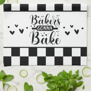 Linge De Cuisine Black and White À damiers Baker's Gonna Bake