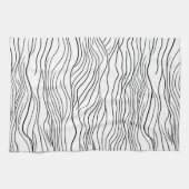Linge De Cuisine Black and White Hand-Drawn Wavy Line Pattern (Horizontal)