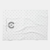 Linge De Cuisine Black And White Laurel Monogram Polka Dot Pattern (Horizontal)