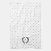 Linge De Cuisine Black And White Laurel Monogram Polka Dot Pattern (Vertical)