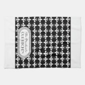Linge De Cuisine Black | Blanc Fleur de Lis Monogram Motif (Horizontal)